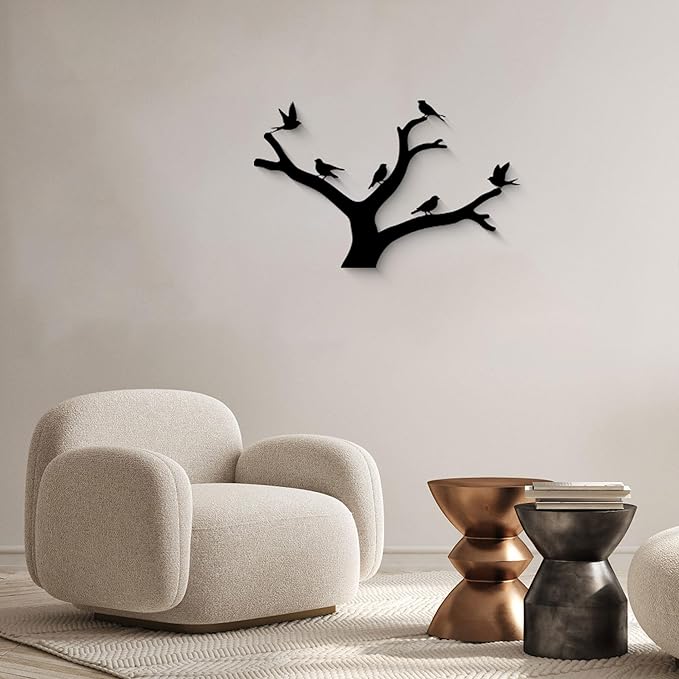 GlintHome Outdoor Metal Wall Art Sculptures - Birds on Branch Silhouette Wall Decor Hanging Wall Sculpture for Home Balcony Garden