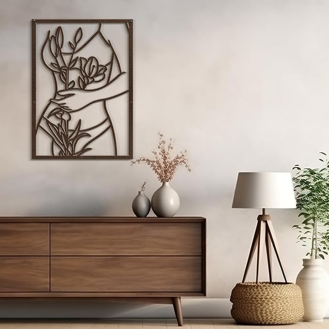 SIGNLEADER Metal Wall Art Decor Women Body Line Modern Abstract Wall Sculpture Hangings Home Decoration for Living Room, Bedroom, Bathroom, Kitchen, Outdoor - 18" Bronze
