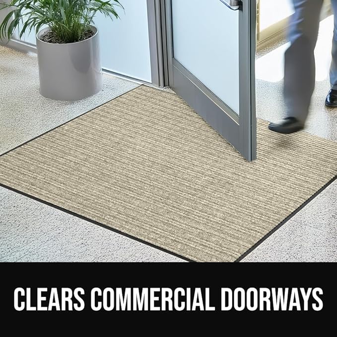 GORILLA GRIP Waterproof Traffic Guard Door Mat, Heavy Duty Entryway Mats, Strong Backing Commercial Utility Rugs for Office Hallway, Garage Floor and Home, Low Profile Carpet Runner, 29x17, Beige