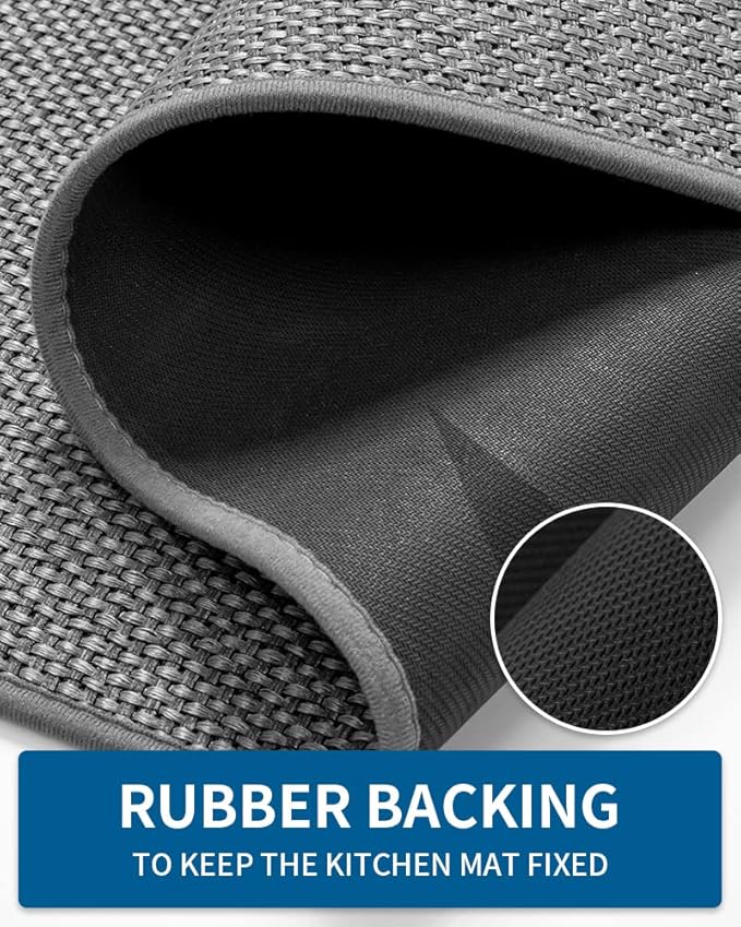 MontVoo Kitchen Rugs and Mats Non Skid Washable, Absorbent Runner Rugs for Kitchen, Front of Sink, Kitchen Mats for Floor (Dark Grey, 20"x32")