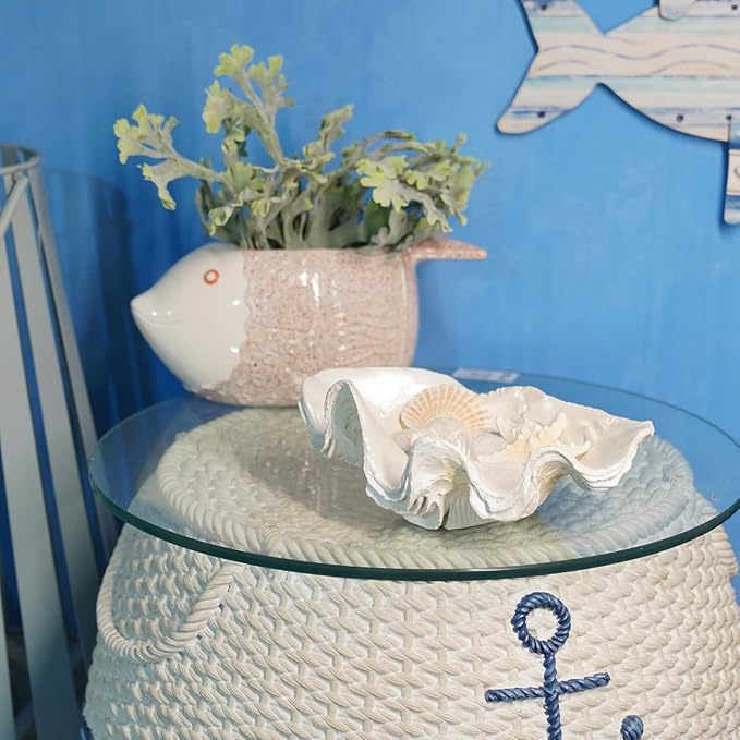 Decorative Bowl Entryway Table Decor - Resin Clam Shells Bowls Seashell Beach Console Table Home Decor Accents for Ocean Themed Living Room Coffee Table Decor 9 * 6 * 3.5 Inch
