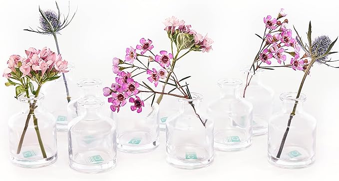 CHIVE ‘Loft’ Small Mini Flower Vases - Clear Glass Bud Vases, Set of 10 - Cute Vintage Rustic Centerpieces for Wedding, Events & Home - Premium Quality, Designed to Last
