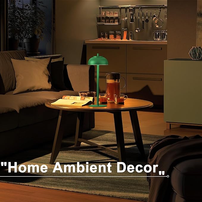 Green Led Cordless Table Lamps Rechargeable Set of 2,Table Lights Battery Operated-IP65 Waterproof-for Outdoor Patio/Restaurants/Home/Dinner/Table Lighting-Touch Control & Dimmable