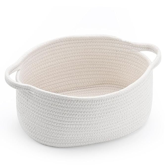 Cute Woven Storage Basket with Handle, Baskets for Gifts Empty, Gift Baskets for Burr Valentines Day Birthday Baby Shower, Decorative Organizer Container for Baby Toy, 13" D x 8" W x 6" H