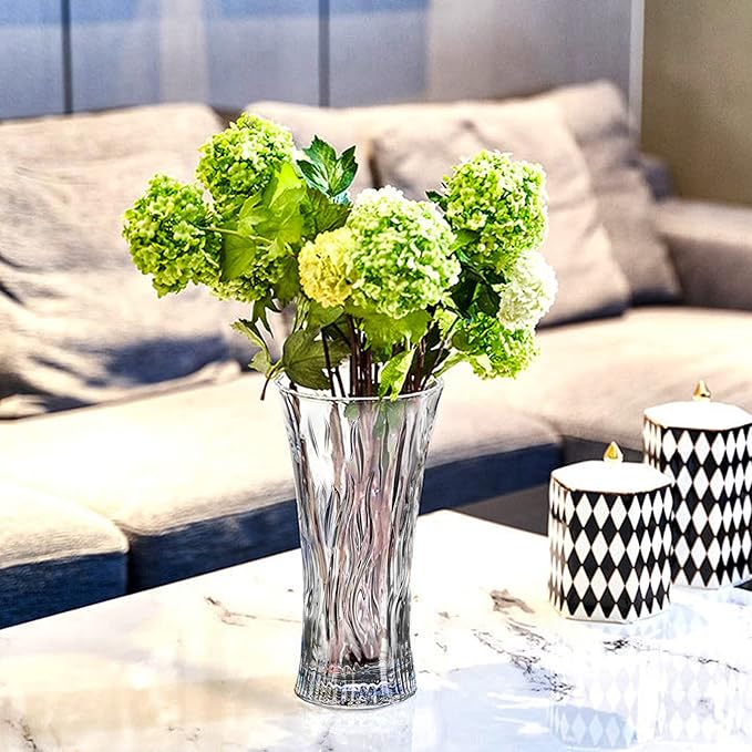 Vase 12" Flower Vases, Crystal Clear Glass Vases for Flowers, Tall Crystal Vase, Modern Large Glass Home Office Decor for Living Room Dining Table Centerpieces, Birthday and Wedding