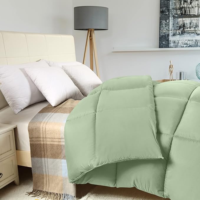 Utopia Bedding Comforter Duvet Insert, Quilted Comforter with Corner Tabs, Box Stitched Down Alternative Comforters Twin Size (Sage Green)
