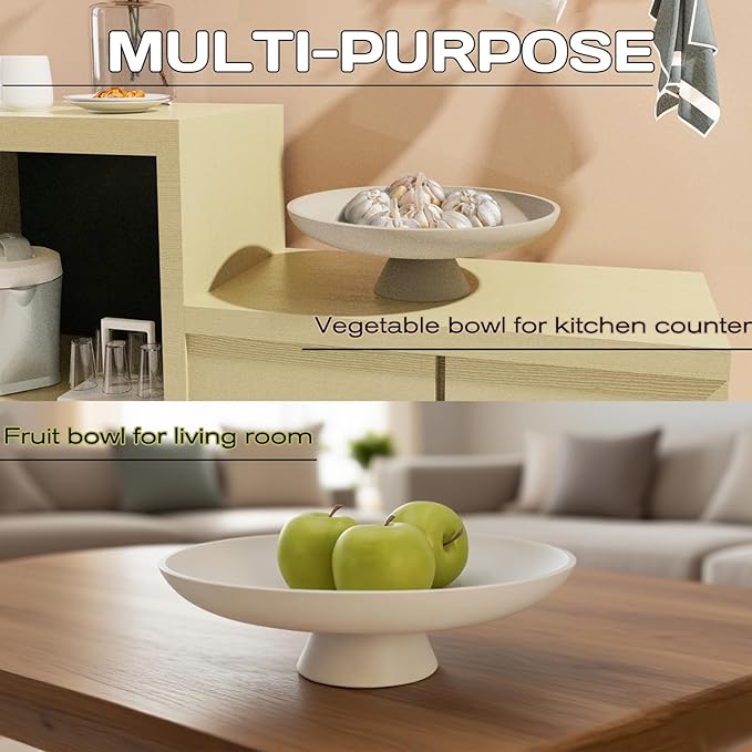 Concrete Decorative Bowl for Kitchen Counter Large Fruit Bowl Handmade Modern Key Holder for Entryway Table,Heavy Duty Coffee Table Centerpiece Tray with Non-slip Base Aesthetic Home Decor Accessory