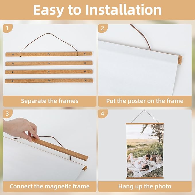 Custom Photo Prints with Magnetic Hanger Frame Canvas Poster Prints With Your Photos Personalized Pictures Wall Art Decor Framed Gift for Mom/Women(24''x30'')