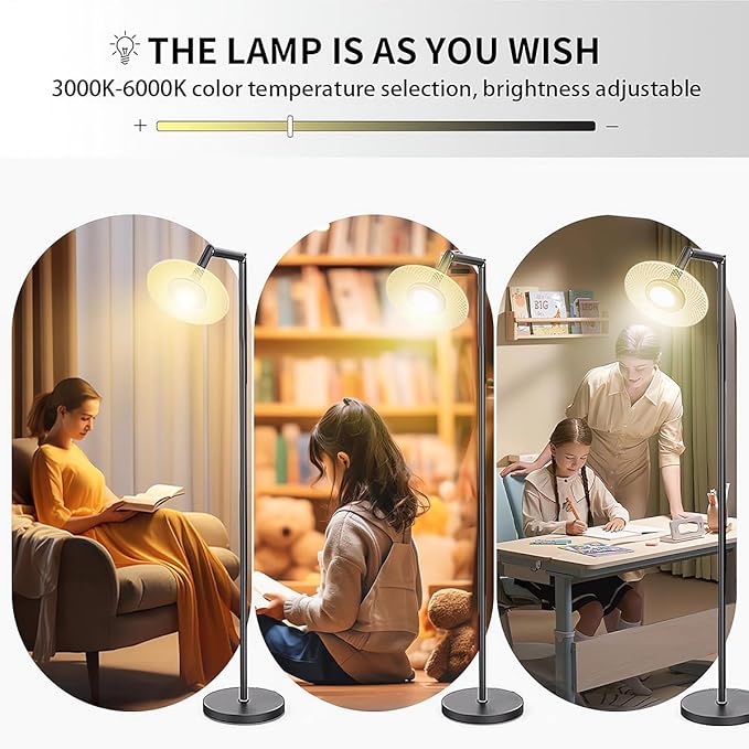 Smart Floor Lamp, 70in RGB Living Room Floor Lamp with App & Remote Control, 180° Adjustable Head, Stepless Dimming & Color Changing for Bedroom, Office