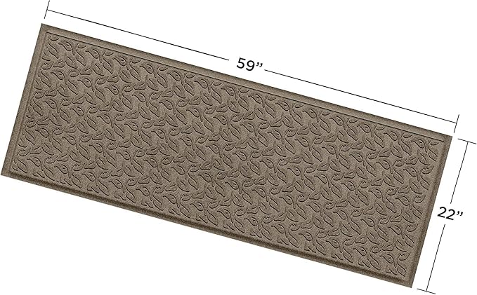 WaterHog Water Trapping Door Mat - Slip-Resistant Indoor/Outdoor Entrance Rug for Front Door, Entryways, Patios, Porch, Mudrooms, Hallway, Made in USA, Dogwood Leaf Collection, Khaki/Camel, 2' x 5'