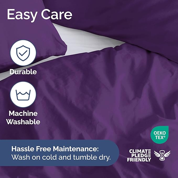 Duvet Cover King Size Set - Extra Soft King Size Duvet Cover 104 x 90 with 2 Pillow Shams - Hotel Luxury, Easy Care and Fade Free with Zipper Closures & Ties - Comfy, Breathable Bedding Set (Purple)