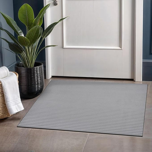 Beverly Rug Non Slip Area Rug 2 x 3 Modern Durable Ultra Soft Ribbed Indoor Rugs for Living Dining Room Office Stain Resistant Non Shedding Casual Easy Shag Indoor Carpet Gray 2x3