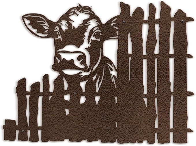 SIGNLEADER Metal Wall Art Decor Cows by the Fence Minimalist Modern Abstract Wall Sculpture Hangings Home Decoration for Living Room, Bedroom, Bathroom, Kitchen, Outdoor - 18" Bronze