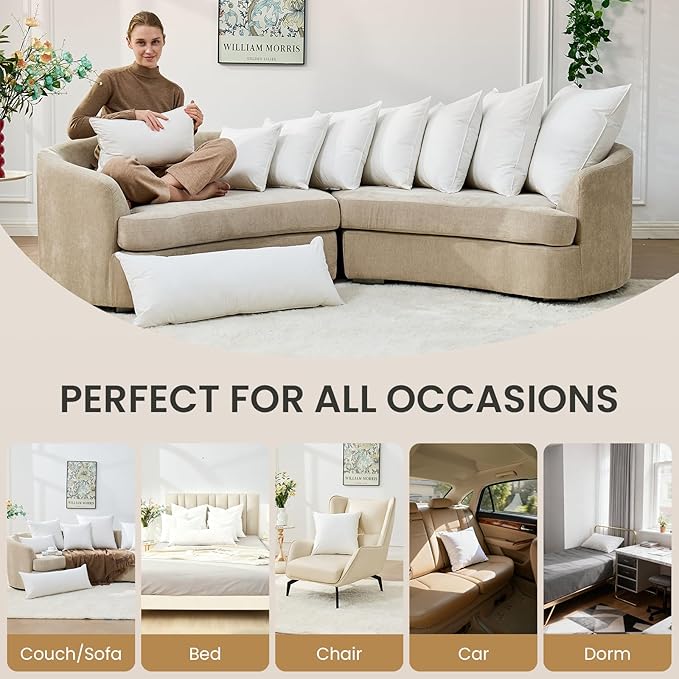 BHZ Euro Throw Pillow Inserts, 24x24 Down Feather Alternative Pillow Inserts Set of 2, Decorative Soft Large Square White Throw Pillows Insert for Couch Bed Dorm Sofa with Breathable Cover