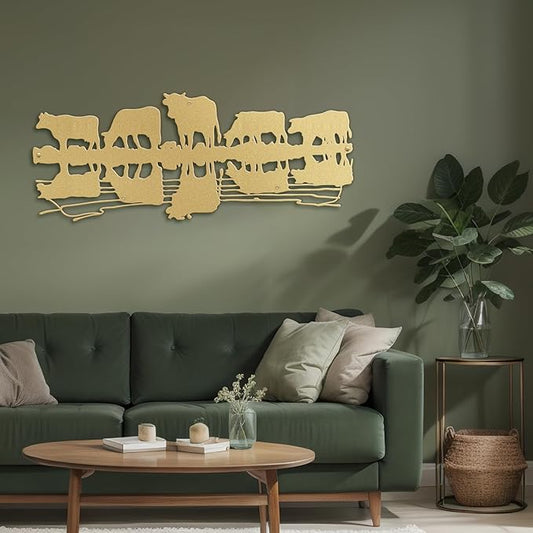 SIGNLEADER Metal Wall Art Decor Herd Minimalist Modern Abstract Wall Sculpture Hangings Home Decoration for Living Room, Bedroom, Bathroom, Kitchen, Outdoor - 18" Gold