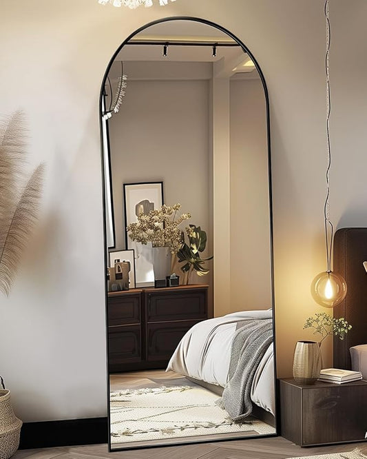 Suidia Arched Full Length Mirror, 65"x22" Floor Mirror Freestanding, Floor Standing Full Body Mirror with Stand for Bedroom, Hanging Leaning Mounted for Living Room Cloakroom, Black