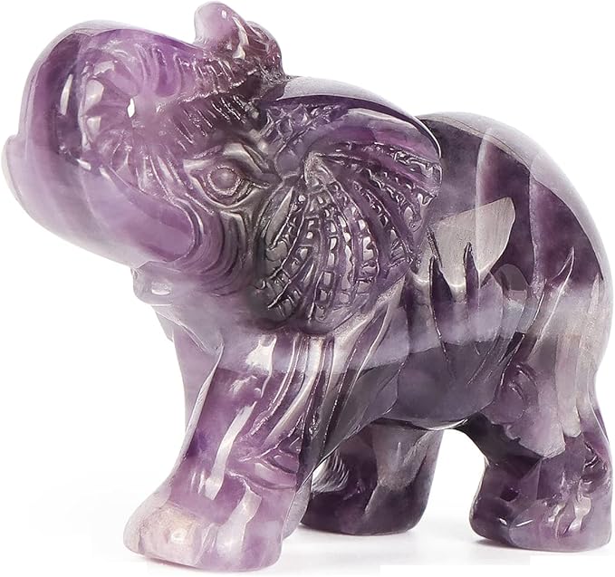 2.5 Inch Amethyst Crystal Elephant Statue Elephant Figurine Elephant Sculpture Gemstone Hand Carved Healing Craft Home Office Decor Gifts
