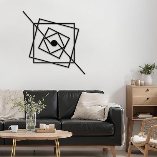 SIGNLEADER Metal Wall Decor Geometric Abstract Minimalist Modern Luxury Wall Sculpture Hangings 3D Statue Home Decoration for Living Room, Bedroom, Bathroom, Kitchen, Fireplace, Office - 18" Black