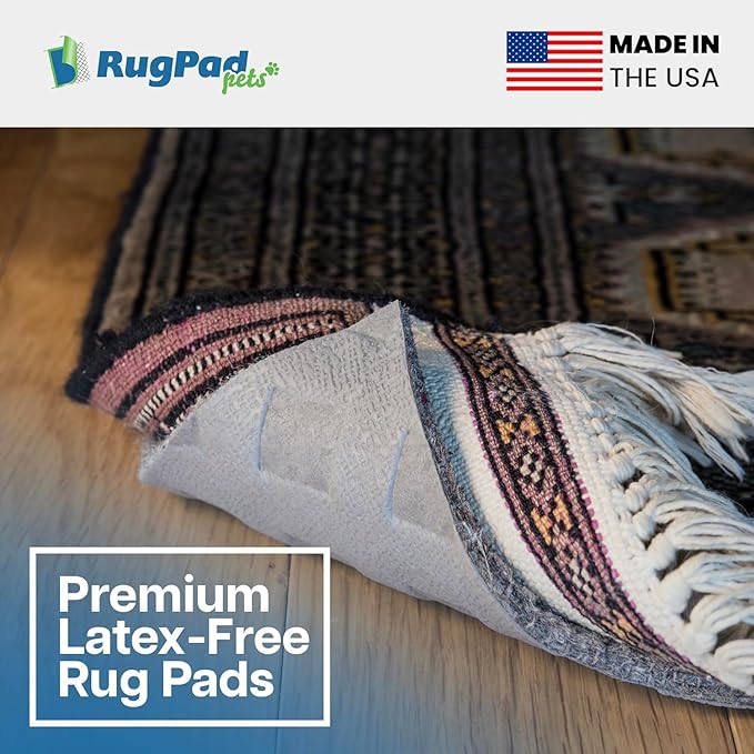 Waterproof Rug Pad, 2'6x8 ft (1/4" Medium) - Non-Slip Cushioned Pad for Area Floors - Washable, Pet-Friendly, Protects Floors from Spills and Accidents, Scratch-Resistant Rug Underlay