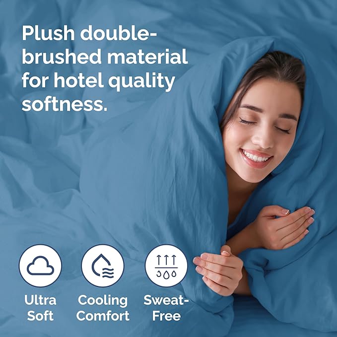 CGK Unlimited Duvet Cover Twin/Twin XL Size Set - Extra Soft Duvet Cover 68 x 90 with 1 Pillow Sham - Hotel Quality, Fade Free w/Zipper Closures & Ties - Bedding and Bed Linens Set (Denim Blue)