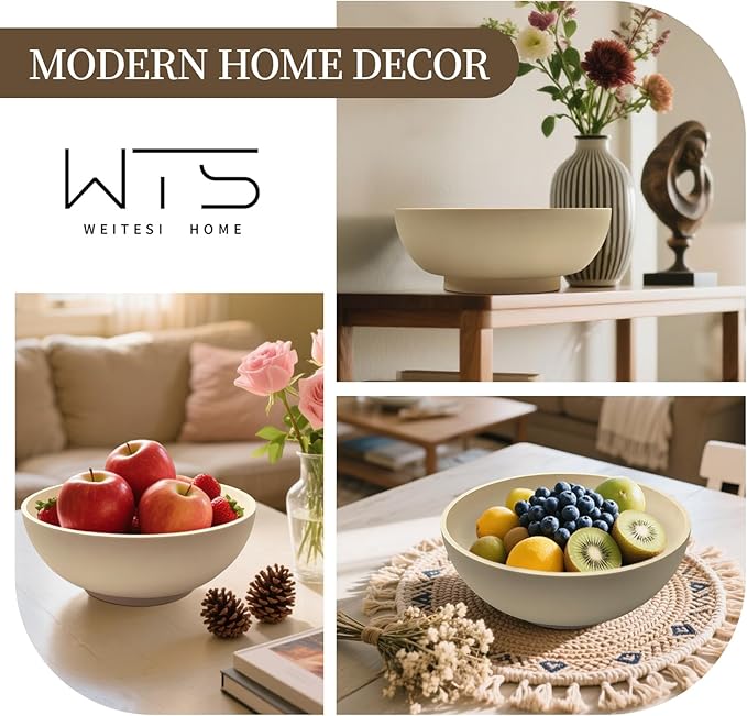 Large Decorative Bowl, Fruit Bowl for Kitchen Counter, Modern Handicraft Resin Pedestal Decorative Bowl for Home Decor, Key Holder for Entry Table, Home Decor Accent