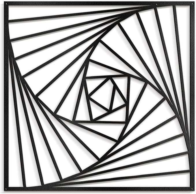 SIGNLEADER Metal Wall Decor Spiral Lines Minimalist Modern Luxury Wall Sculpture Hangings 3D Statue Home Decoration for Living Room, Bedroom, Bathroom, Kitchen, Fireplace, Office - 18" Black