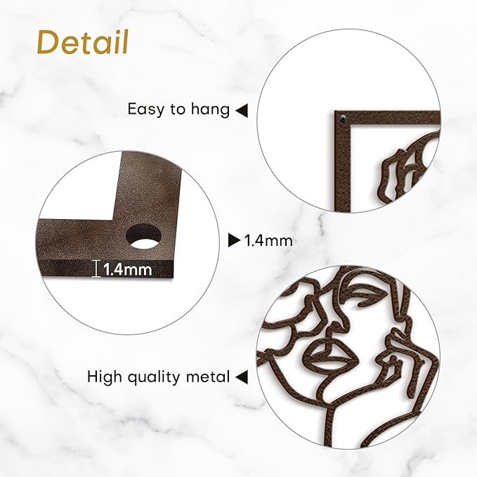 SIGNLEADER Metal Wall Art Decor Women and Flower Modern Abstract Wall Sculpture Hangings Home Decoration for Living Room, Bedroom, Bathroom, Kitchen, Outdoor - 18" Bronze