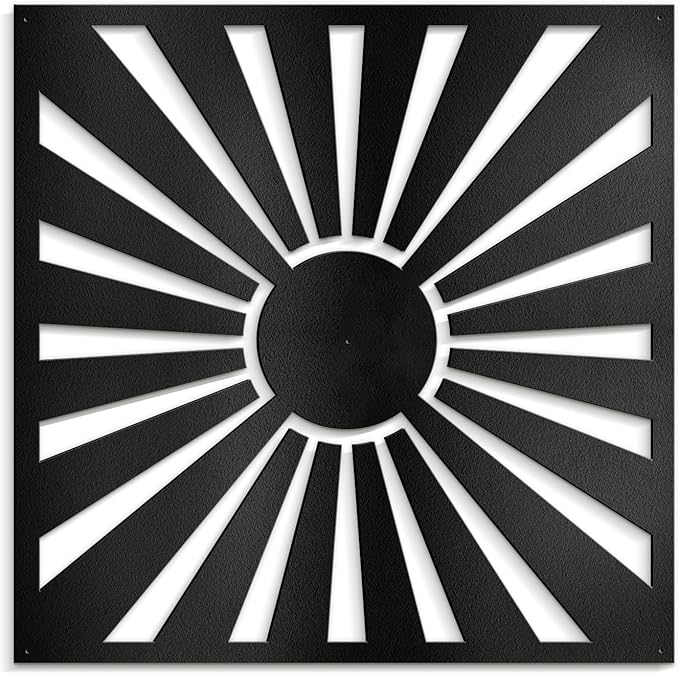 SIGNLEADER Metal Wall Decor Sun Ray Minimalist Modern Luxury Wall Sculpture Hangings 3D Statue Home Decoration for Living Room, Bedroom, Bathroom, Kitchen, Fireplace, Office - 24" Black