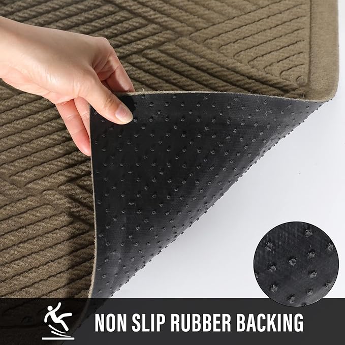 HIYARD Sturdy Front Door Mat, Absorbent Muddy Dirt Resist Welcome Door Mats Outdoor Indoor, Stain and Fade Resistant, Non-Slip Rubber Backing Low Profile Doormat for Entryway, 72×24, Beige