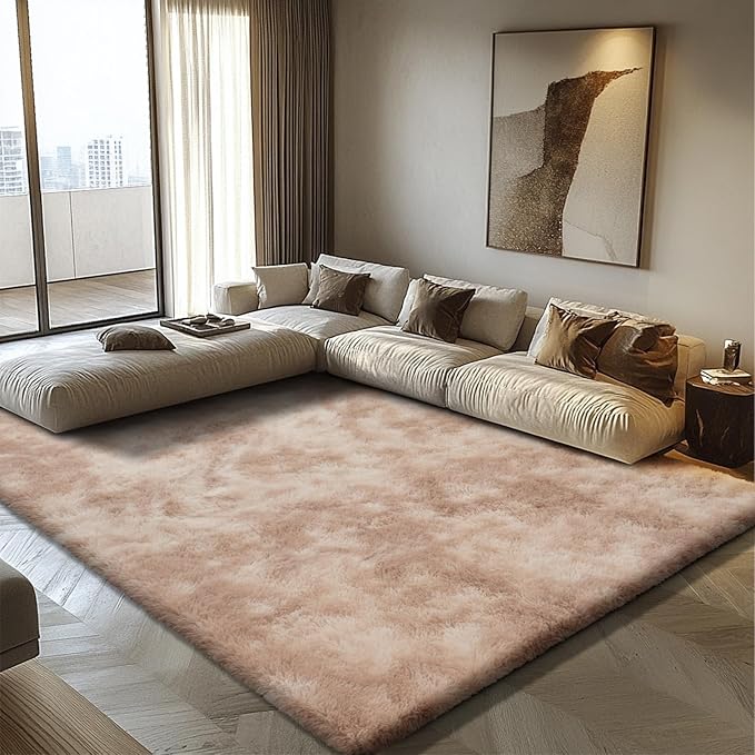 Shag Area Rug for Bedroom 3x5,Fluffy Area Rugs for Living Room,Soft Fuzzy Rug Non-Shedding Indoor Plush Carpet for Kids Bedroom Nursery Dorm Home Decor,Tie-Dyed Beige