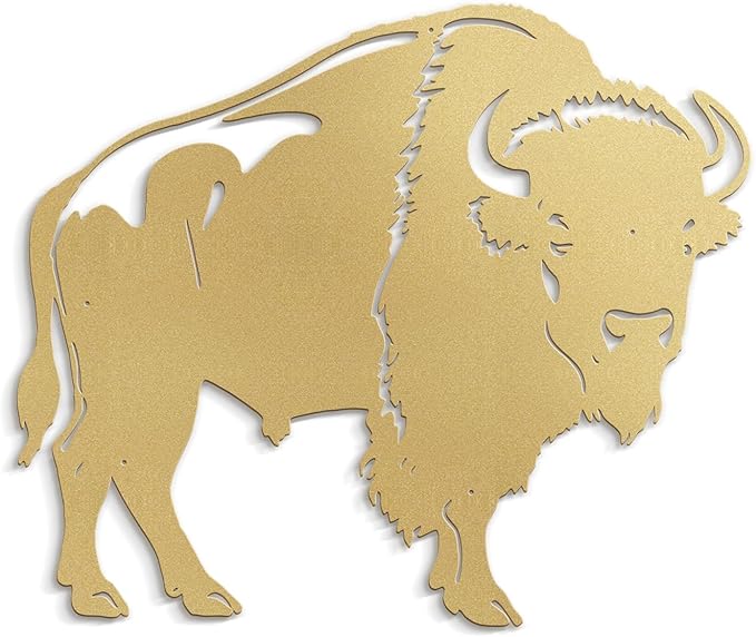 SIGNLEADER Metal Wall Art Decor Standing Bison Silhouette Minimalist Modern Abstract Wall Sculpture Hangings Home Decoration for Living Room, Bedroom, Bathroom, Kitchen, Outdoor - 18" Gold