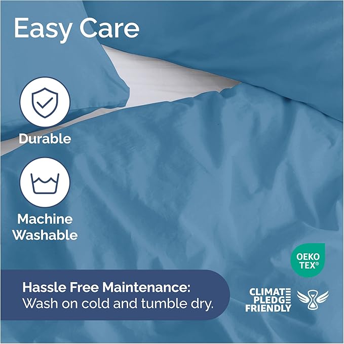 Duvet Cover King Size Set - Extra Soft King Size Duvet Cover 104 x 90 with 2 Pillow Shams - Hotel Quality and Fade Free w/Zipper Closures & Ties - Bedding and Bed Linens Set (Denim Blue)