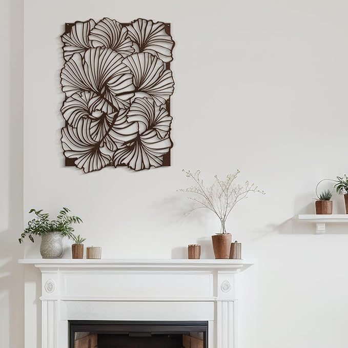 SIGNLEADER Metal Wall Art Decor Tulip Flower Minimalist Modern Abstract Wall Sculpture Hangings Home Decoration for Living Room, Bedroom, Bathroom, Kitchen, Outdoor - 18" Bronze