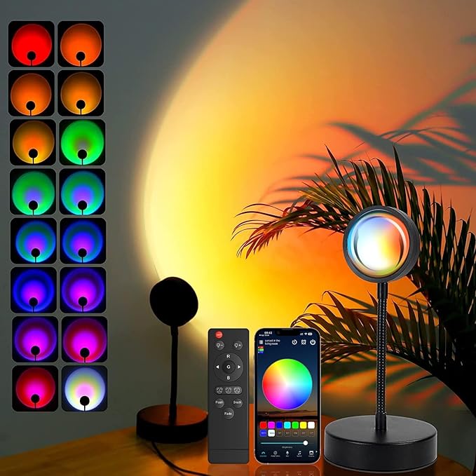 Sunset Lamp Projector Led Lights for Bedroom Night Light RGB Lights Sun Sunlight Sunrise Lamp 10w 360° Rotation Mood Lighting Home/Room Decor Christmas Gifts for Women,Tabletop Multicolor