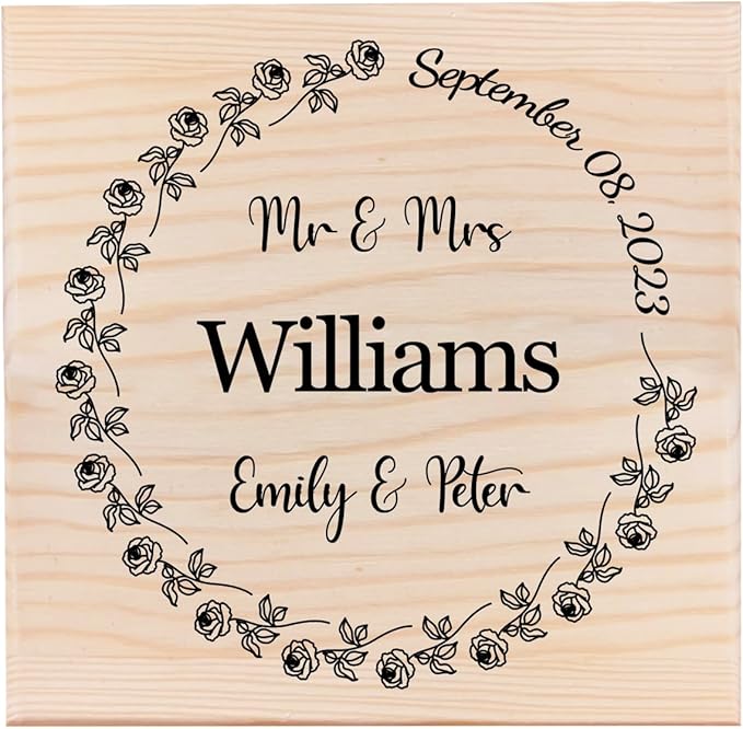 Personalized Wedding Keepsake Box Custom Name Date, Wooden Memory Box Wedding Gift Box for Couples Newlyweds - Customized Gifts for Bridal Shower Anniversary Engagement Christmas