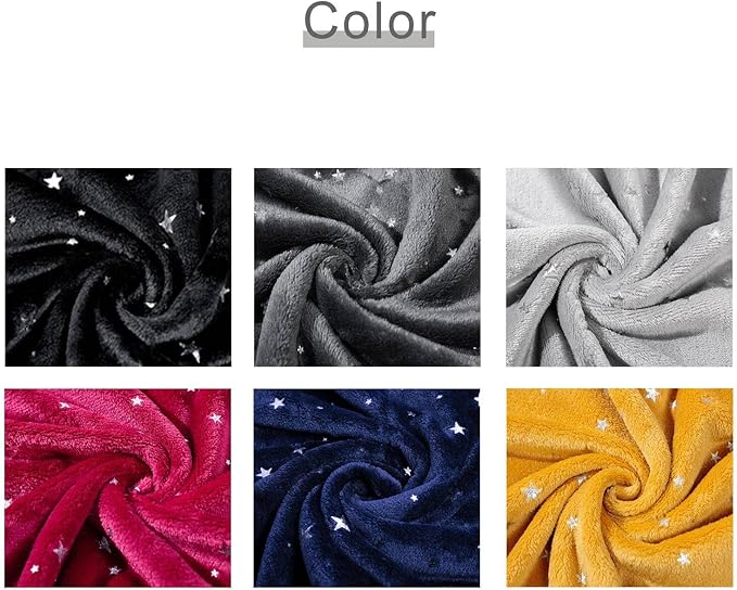 NANPIPER Fleece Blankets Warm Fuzzy Queen Size Blanket,Super Soft Star Foil Print,90"x 90" Black