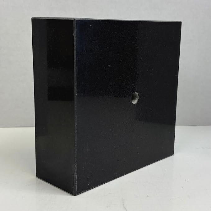 Premium Black Marble Display Base with Center Mount Hole – Polished Stone Pedestal Stand for Sculpture, Statue, Art, Awards, Lamps & Decor (2 3/4x2 3/4x1 1/2")