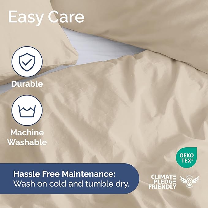 Duvet Cover Queen Size Set - Extra Soft Queen Size Duvet Cover 90 x 90 with 2 Pillow Shams - Hotel Luxury, Easy Care and Fade Free with Zipper Closures & Ties - Comfy, Breathable Bedding Set (Wheat)
