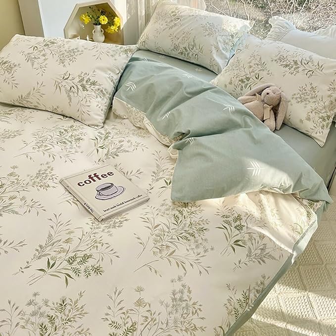 Vintage Floral Duvet Cover Set King Size 3 Pieces Botanical Flower Pattern Duvet Cover Soft 100% Cotton Floral Comforter Cover with Zipper Ties Farmhouse Bedding Set Breathable Comforter Cover King