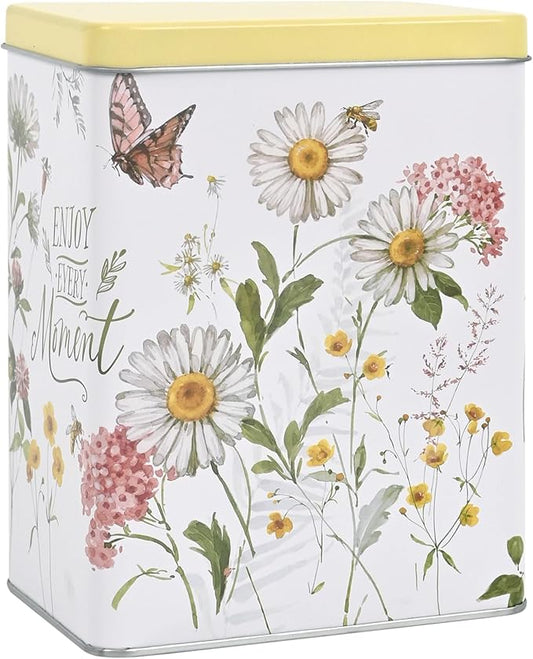 Decorative Metal Storage Tin Boxes with Lids for Home Decor Memory Boxes for Keepsakes and Photos,Gift Set for Presents Nesting Floral Photo Storage Containers (Doesn't Seal)
