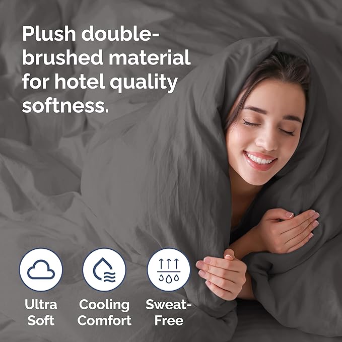 Duvet Cover Twin/Twin XL Size Set - Extra Soft Duvet Cover 68 x 90 with 1 Pillow Sham - Hotel Luxury, Easy Care and Fade Free w/ Zipper Closures & Ties - Comfy, Cozy Breathable Bedding Set (Dark Grey)