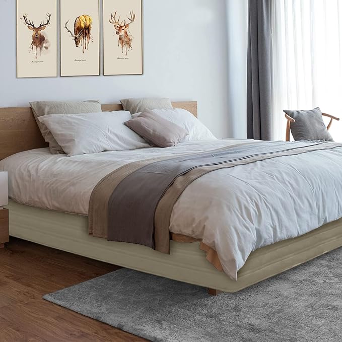 Marquess Tailored Bed Skirt Blended Quilted-Hang Down Feeling Enhancement Wrap Around Thick Bed Skirt,Dust-Proof, Wrinkle Fade Resistant Dust Ruffle with Classic 14’’Drop for Bedroom(Linen King)