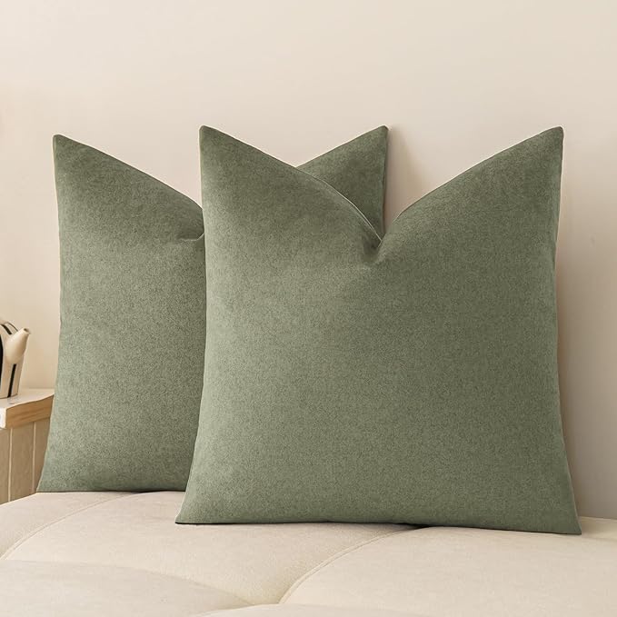 a moment Pack of 2 Forest Green Stain-Resistant Throw Pillow Covers Pet-Friendly Pillowcases Cushion Covers for Sofa Couch Bed Outdoor Waterproof 20x20 Inch