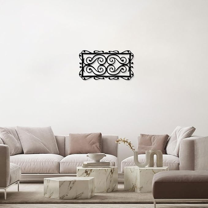 GlintHome Black Metal Wall Art for Living Room - Abstract Modern Wall Sculpture Textured Artwork Minimalist Geometric wall Decor for Bedroom Bathroom Living Room Home