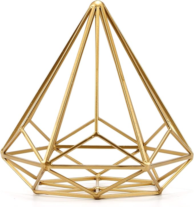 6 inches-Bright Gold Iron Sphere-Diamond Shape, Geometric Sculpture Decorative Sphere,Tabletop Decorations for Living Room, Study，Bedroom，Modern Home Decor Accents