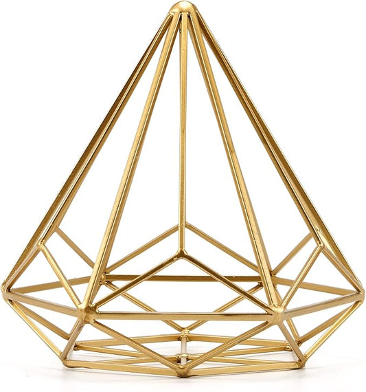 6 inches-Bright Gold Iron Sphere-Diamond Shape, Geometric Sculpture Decorative Sphere,Tabletop Decorations for Living Room, Study，Bedroom，Modern Home Decor Accents