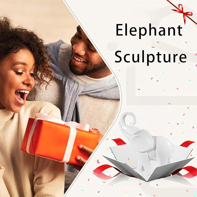 Elephant Statue. Elephant Decor Brings Good Luck, Health, Strength. Elephant Gifts for Women, Mom Gifts. Decorations Applicable Home, Office, Bookshelf TV Stand, Shelf, Living Room - White