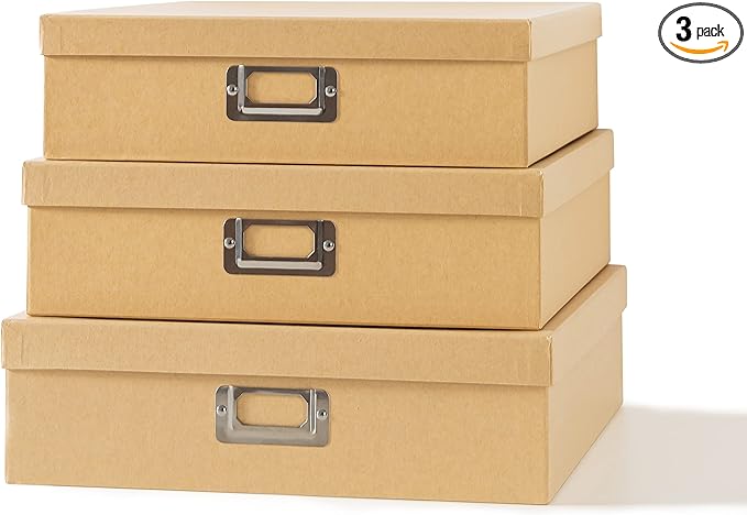 Soul & Lane Decorative Storage Boxes with Lids, Paper Storage Box Set for Keepsakes and Photos, Decorative Boxes for Home Decor, Stationery, Office Organizers, Just the Basics