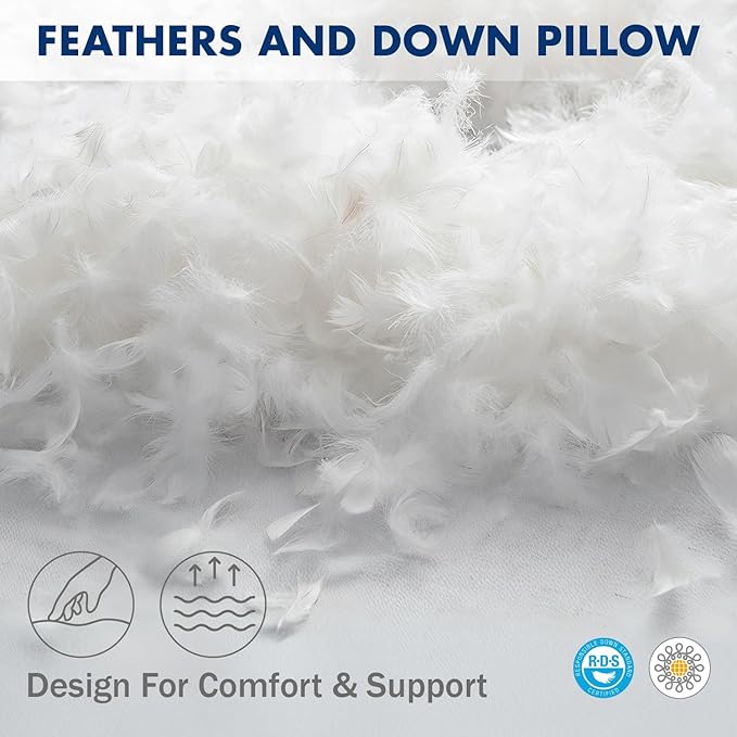 MIULEE 14x20 Inch Down Feather Pillow Insert,Fluffy and Comfy Throw Pillow with Cotton Fabric for Bed Couch and Sofa