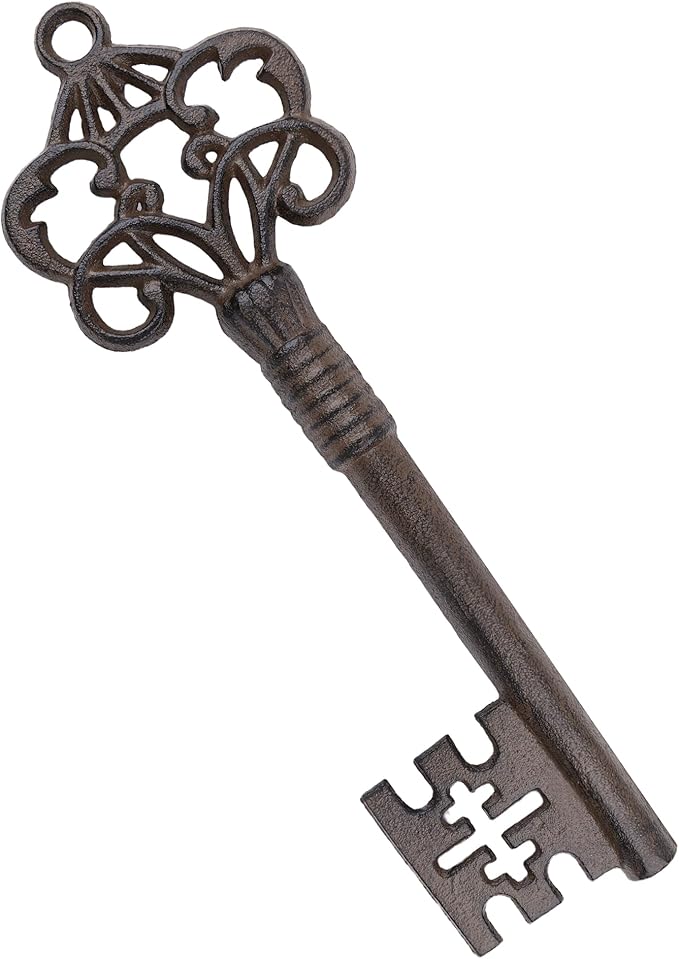 Wall Hooks for Hanging - Cast Iron Vintage Wall Decor Coat Rack - Vintage Rustic Design Hat Hooks for Kitchen, Entryway - Handmade Heavy Duty Key Hook (Key Decoration)